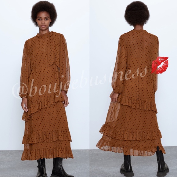 ZARA BNWT Polka Dot Dress with Ruffles - Picture 3 of 9